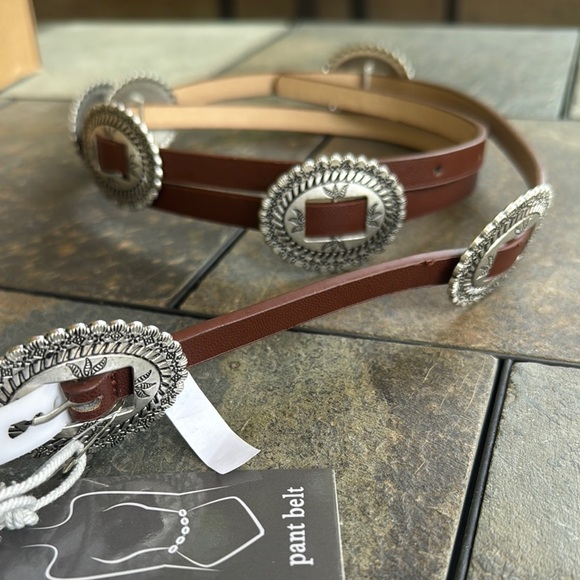 Haute Hippie Silver and Brown Belt with Metal Studs - Picture 2 of 4